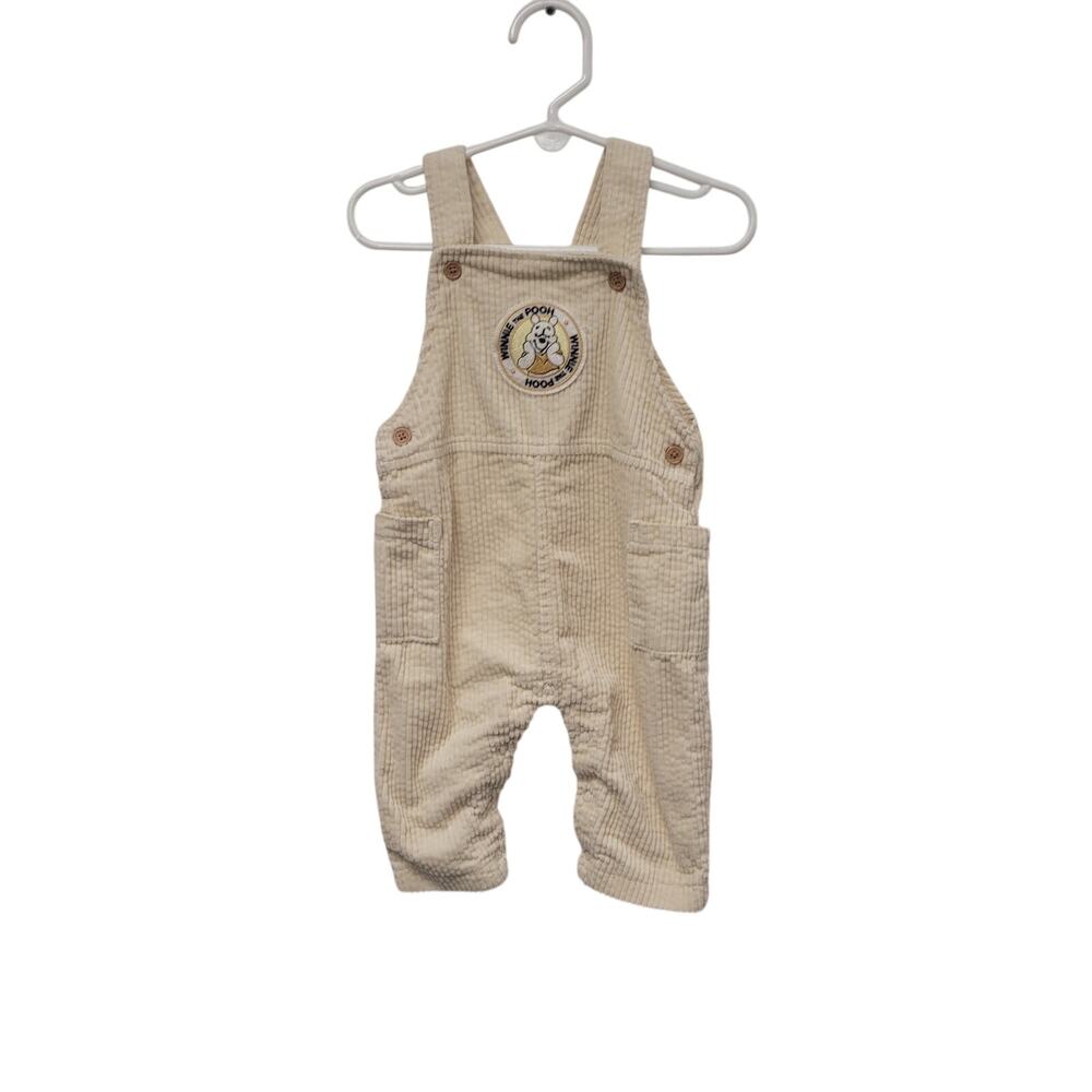 Disney Classic Pooh Corduroy Overalls 6/9M Cream Baby Cotton Soft